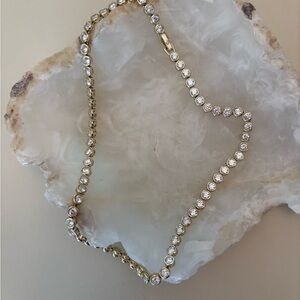 Kendra Scott Gold and White Crystal Tennis Necklace